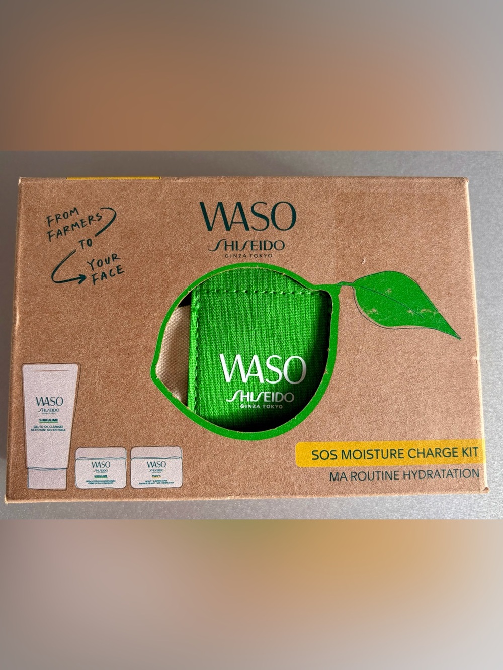 NIB - Shiseido WASO Moisturizing 3 piece mini set with pouch.
